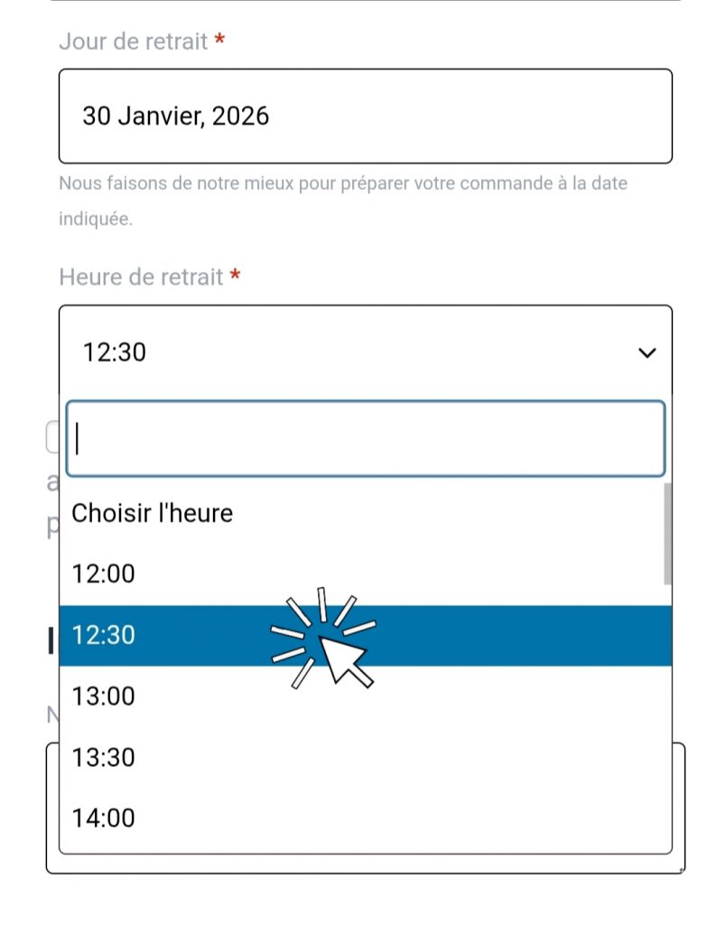 image process commande (choix heure retrait)